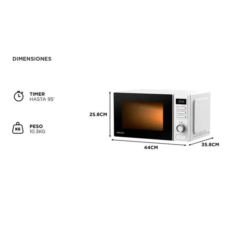 Microondas Digital Philco 20Lts 700W Blanco