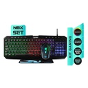 Kit Gaming Nbx Teclado, Mouse Y Pad Rgb Negro