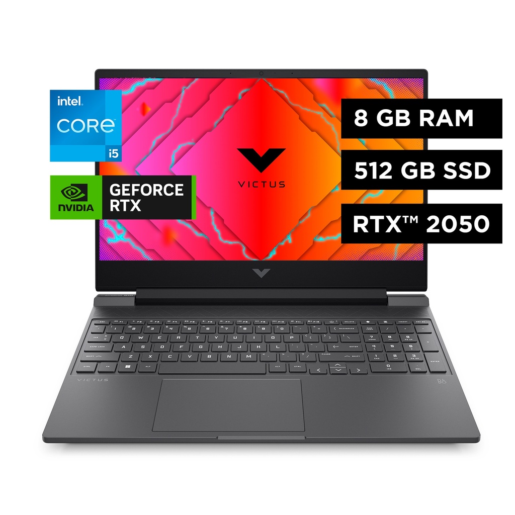 Notebook HP Victus Gaming Intel Core i5 15.6" GeForce RTX 2050 8GB RAM 512GB SSD Windows 11 Home  - 15-fa1109la