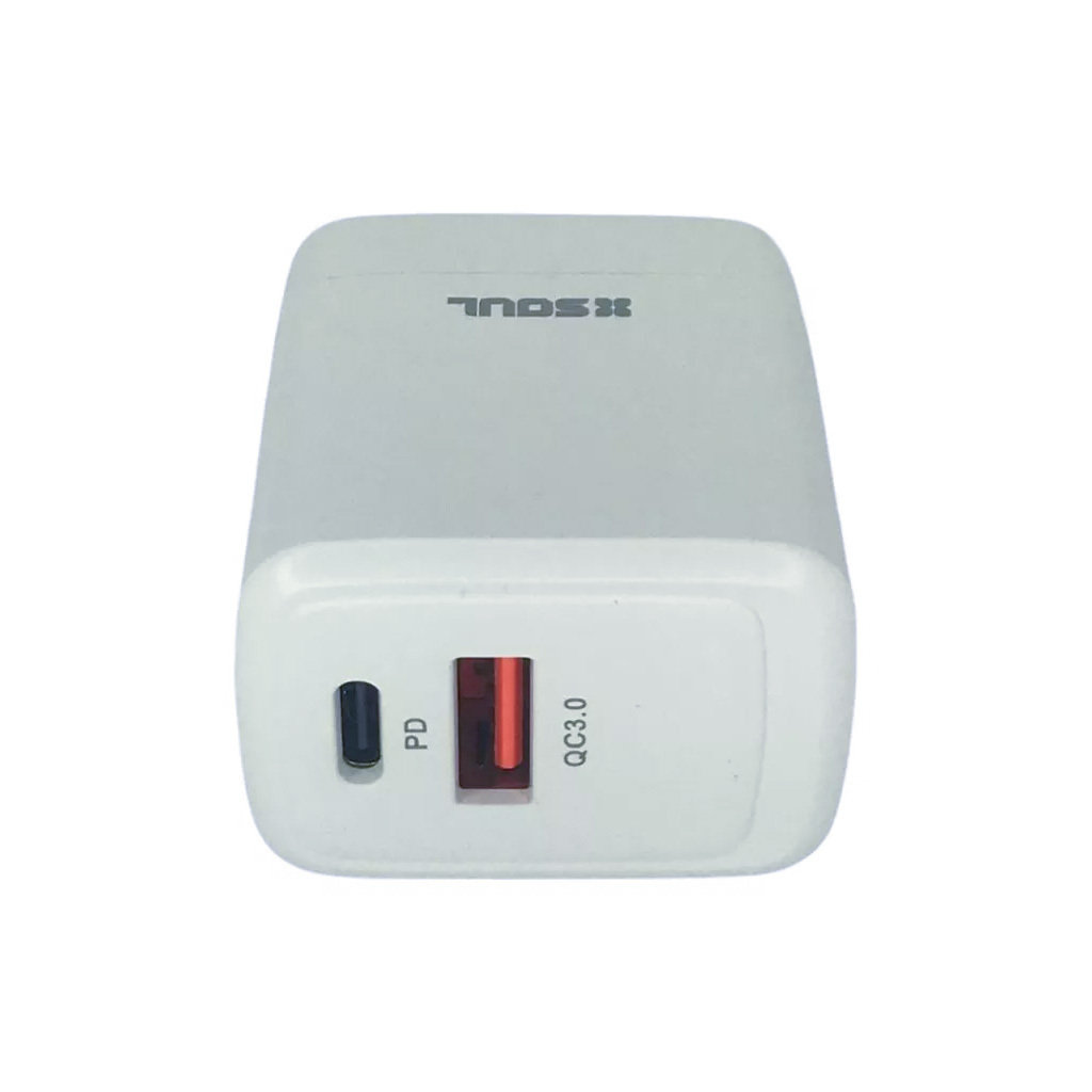 Cargador viajero Soul PD+USB QC sin cable blanco