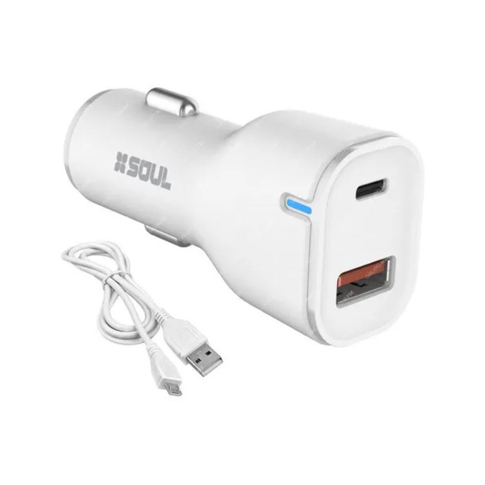 Cargador De Auto SOUL USB + Cable de Carga Rápida Lightning