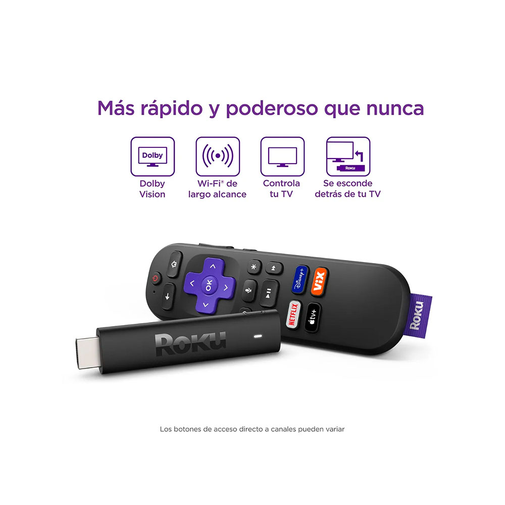 Reproductor de Streaming Roku Stick 4K 3820Mx 1Gb